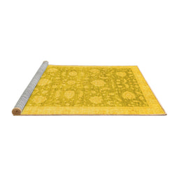 Sideview of Machine Washable Oriental Yellow Traditional Rug, wshabs3624yw