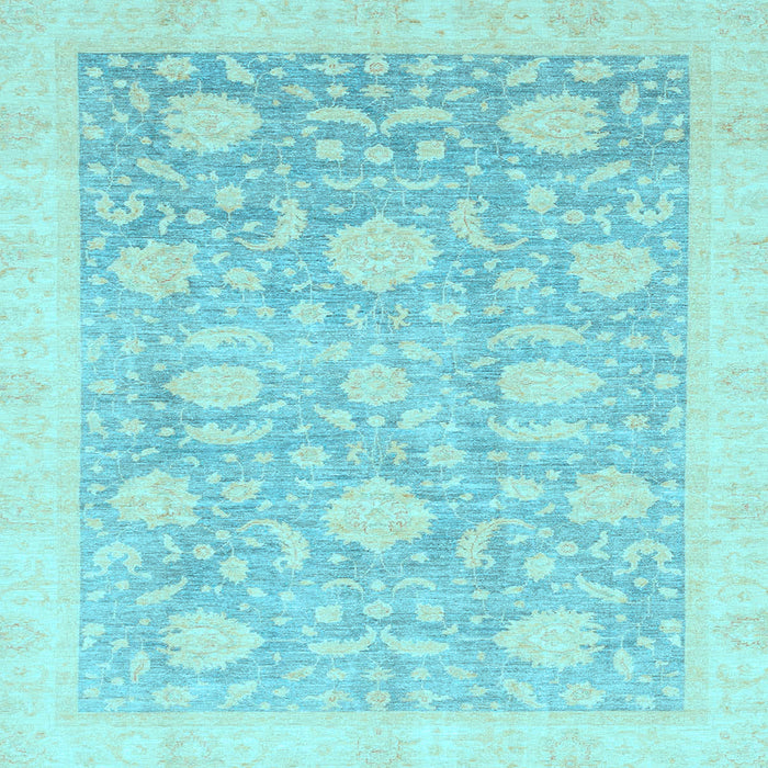 Square Machine Washable Oriental Light Blue Traditional Rug, wshabs3624lblu