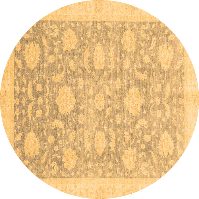 Round Machine Washable Oriental Brown Traditional Rug, wshabs3624brn