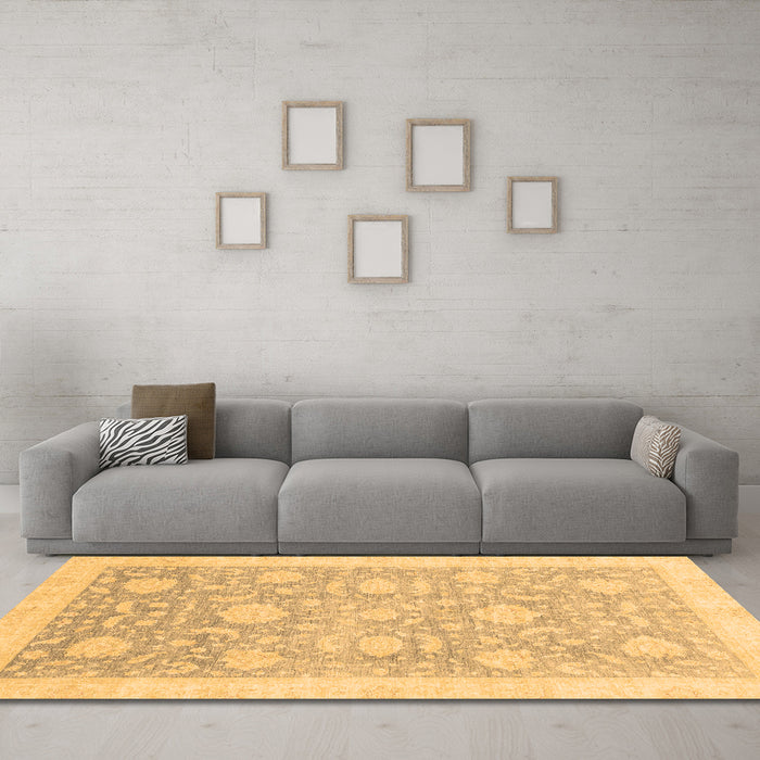 Machine Washable Oriental Brown Traditional Rug in a Living Room,, wshabs3624brn