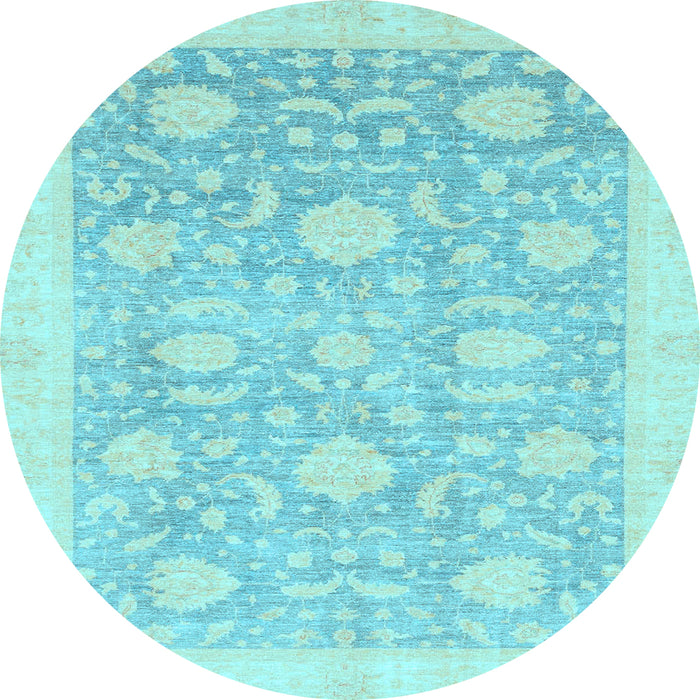 Round Oriental Light Blue Traditional Rug, abs3624lblu