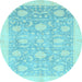 Round Oriental Light Blue Traditional Rug, abs3624lblu