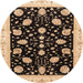 Round Machine Washable Abstract Night Red Rug, wshabs3625