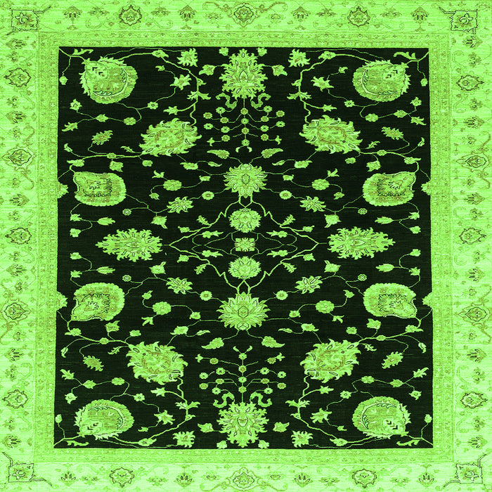 Square Machine Washable Oriental Green Traditional Area Rugs, wshabs3625grn