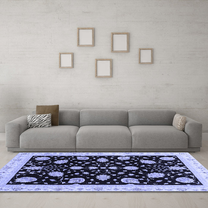 Machine Washable Oriental Blue Traditional Rug in a Living Room, wshabs3625blu