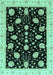 Machine Washable Oriental Turquoise Traditional Area Rugs, wshabs3625turq