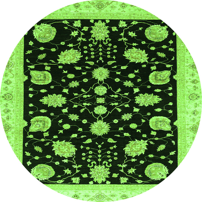 Round Oriental Green Traditional Rug, abs3625grn