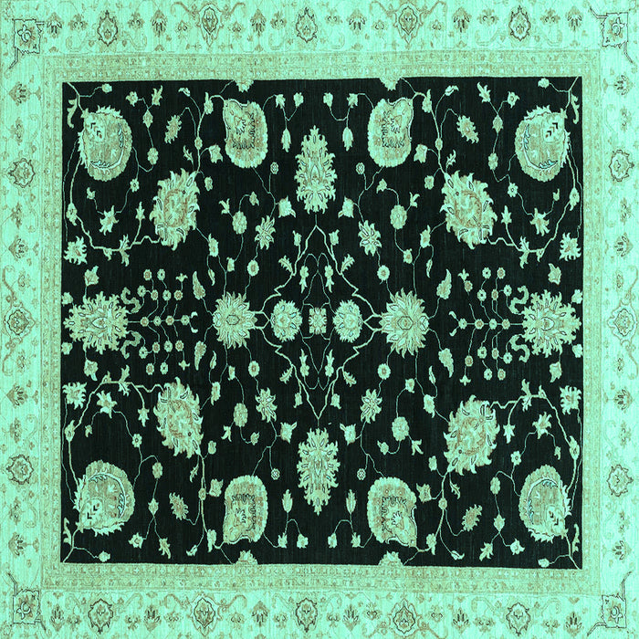 Square Oriental Turquoise Traditional Rug, abs3625turq