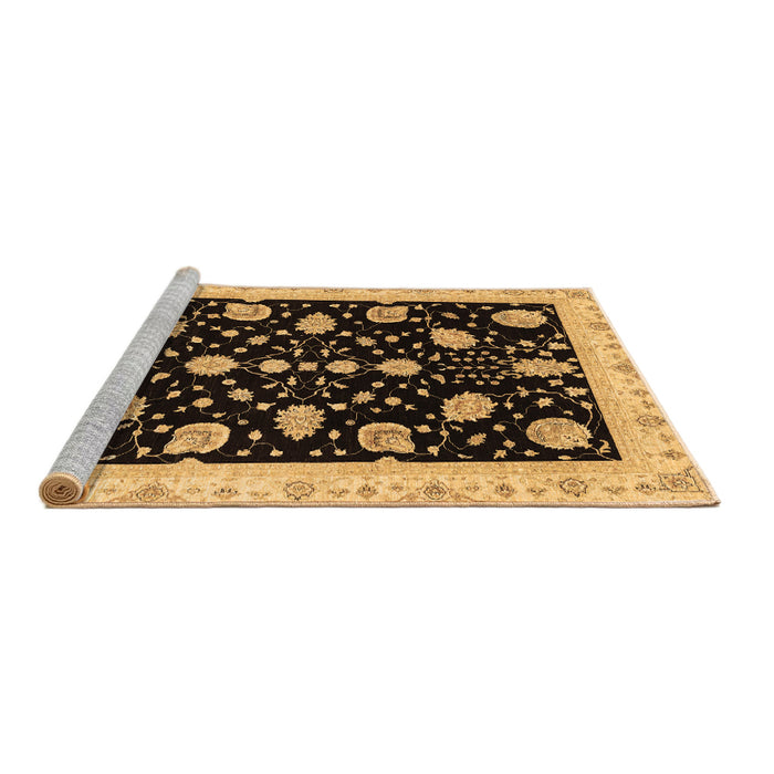 Sideview of Machine Washable Oriental Brown Traditional Rug, wshabs3625brn