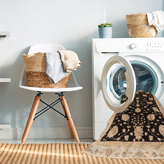 Machine Washable Abstract Night Red Rug in a Washing Machine, wshabs3625