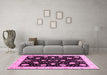 Machine Washable Oriental Pink Traditional Rug in a Living Room, wshabs3625pnk