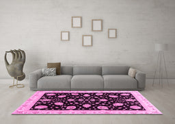 Machine Washable Oriental Pink Traditional Rug in a Living Room, wshabs3625pnk