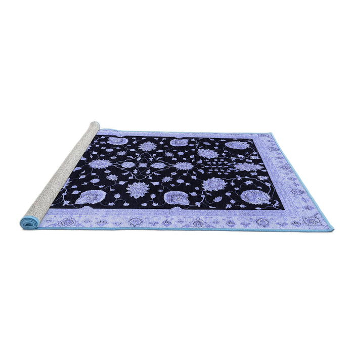 Sideview of Machine Washable Oriental Blue Traditional Rug, wshabs3625blu