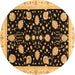 Round Oriental Brown Traditional Rug, abs3625brn