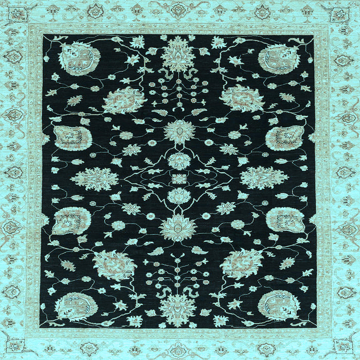 Square Machine Washable Oriental Light Blue Traditional Rug, wshabs3625lblu