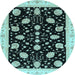 Round Oriental Light Blue Traditional Rug, abs3625lblu