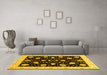 Machine Washable Oriental Yellow Traditional Rug in a Living Room, wshabs3625yw