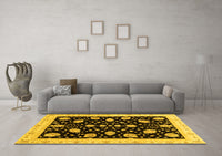 Machine Washable Oriental Yellow Traditional Rug, wshabs3625yw