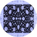 Round Oriental Blue Traditional Rug, abs3625blu