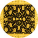 Round Oriental Yellow Traditional Rug, abs3625yw