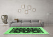 Machine Washable Oriental Emerald Green Traditional Area Rugs in a Living Room,, wshabs3625emgrn