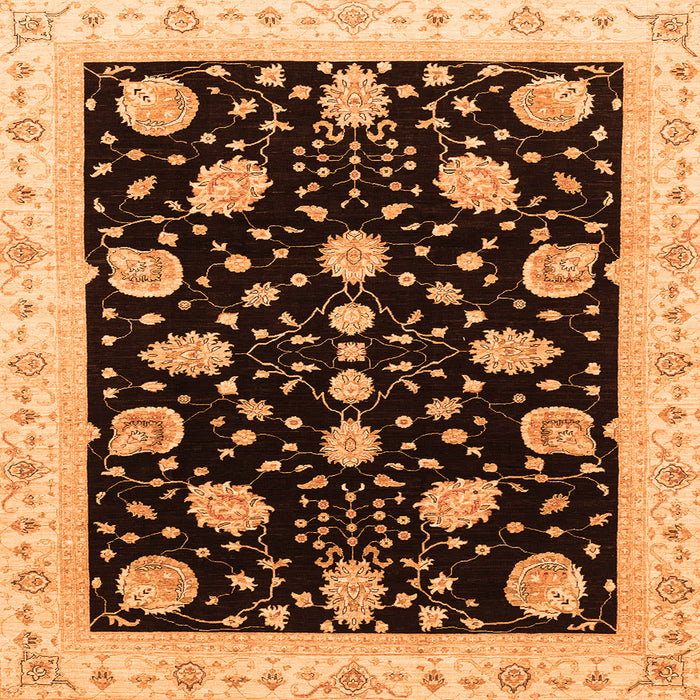 Square Oriental Orange Traditional Rug, abs3625org