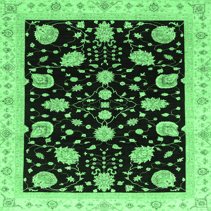 Square Machine Washable Oriental Emerald Green Traditional Area Rugs, wshabs3625emgrn
