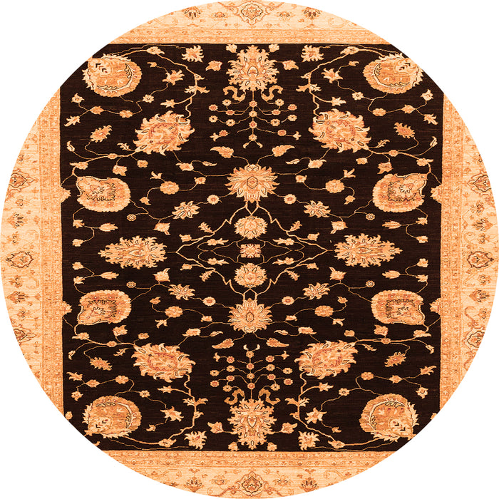 Round Oriental Orange Traditional Rug, abs3625org