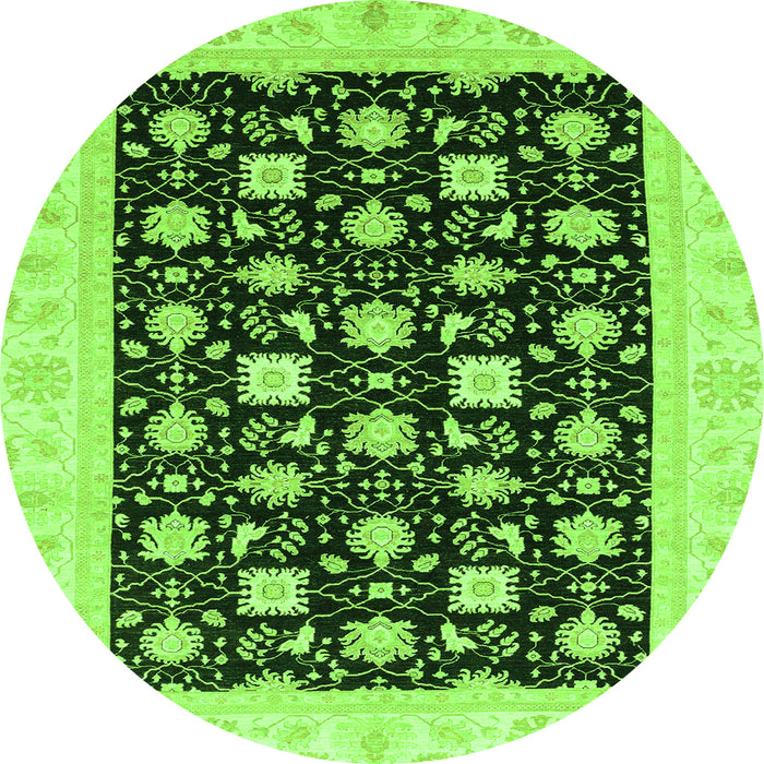 Round Oriental Green Traditional Rug, abs3626grn