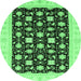 Round Oriental Emerald Green Traditional Rug, abs3626emgrn