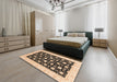 Machine Washable Abstract Dark Brown Rug in a Bedroom, wshabs3626