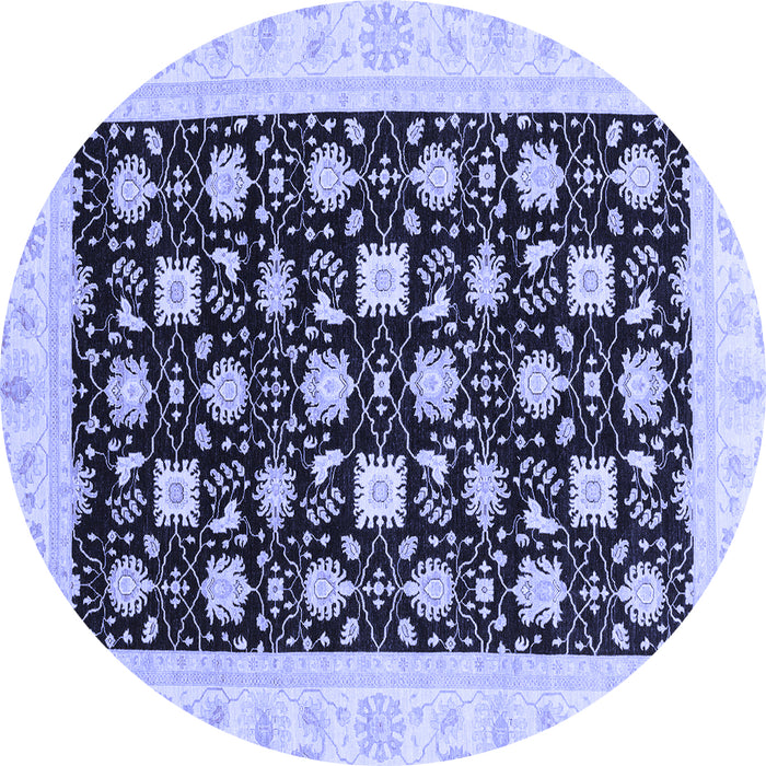 Round Machine Washable Oriental Blue Traditional Rug, wshabs3626blu