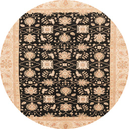 Round Machine Washable Abstract Dark Brown Rug, wshabs3626