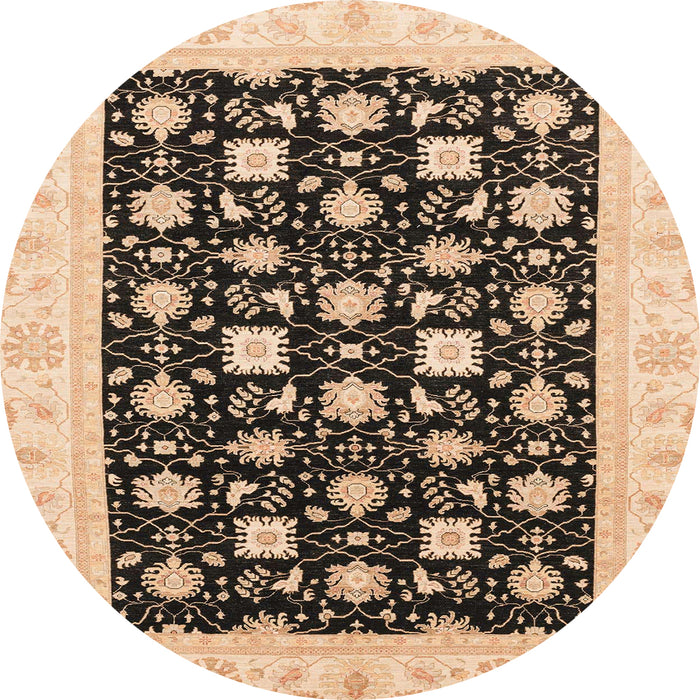 Round Machine Washable Abstract Dark Brown Rug, wshabs3626