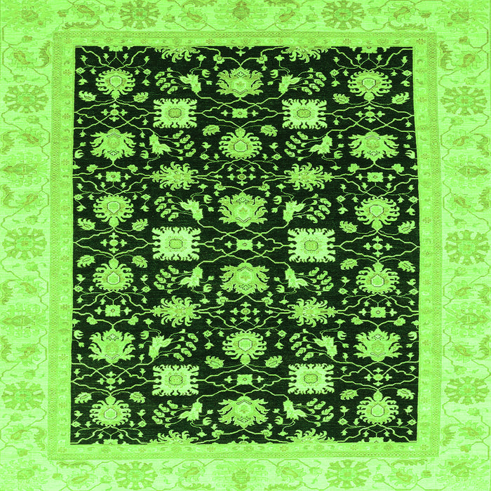 Square Machine Washable Oriental Green Traditional Area Rugs, wshabs3626grn