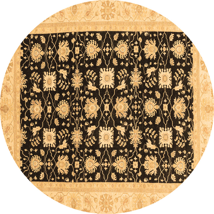 Round Oriental Brown Traditional Rug, abs3626brn
