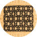 Round Oriental Brown Traditional Rug, abs3626brn