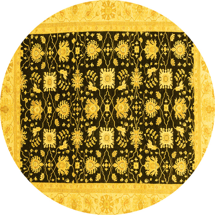 Round Oriental Yellow Traditional Rug, abs3626yw