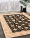 Abstract Dark Brown Oriental Rug in Family Room, abs3626