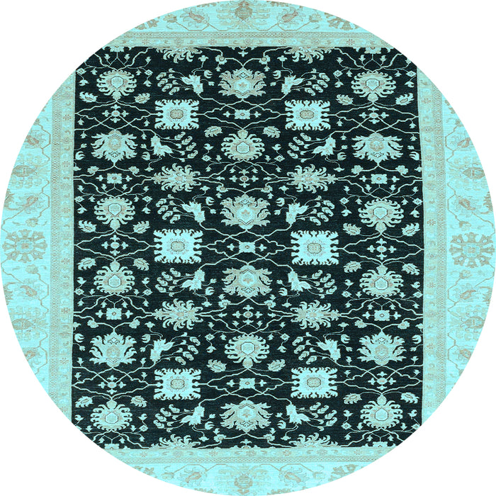 Round Oriental Light Blue Traditional Rug, abs3626lblu