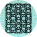 Round Oriental Light Blue Traditional Rug, abs3626lblu