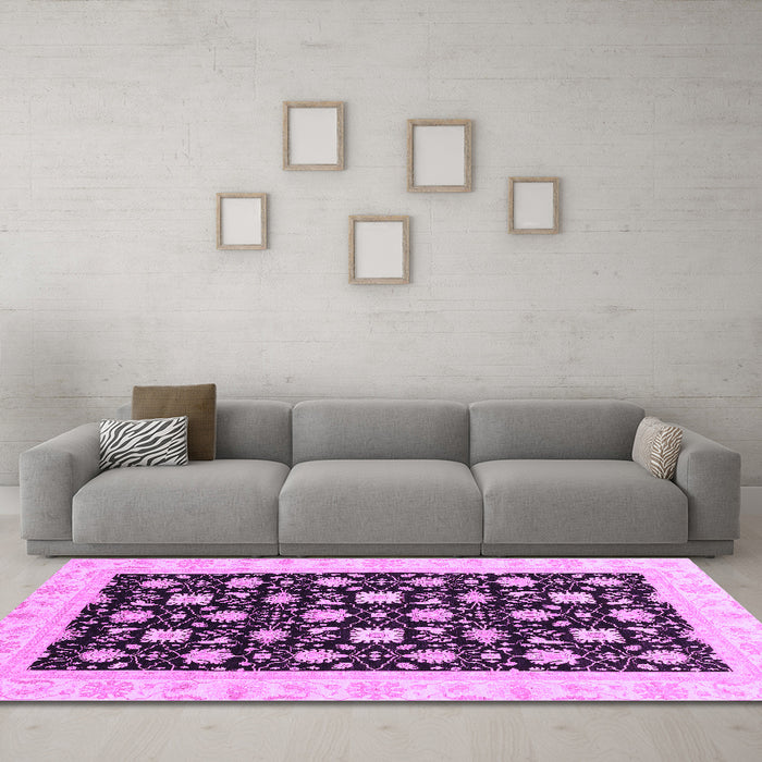 Machine Washable Oriental Purple Traditional Area Rugs in a Living Room, wshabs3626pur