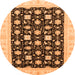 Round Machine Washable Oriental Orange Traditional Area Rugs, wshabs3626org