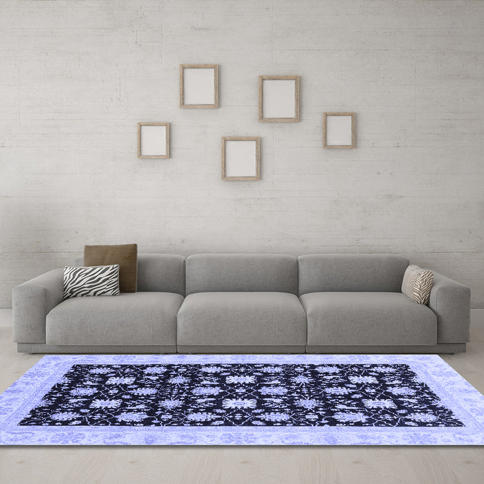 Machine Washable Oriental Blue Traditional Rug in a Living Room, wshabs3626blu