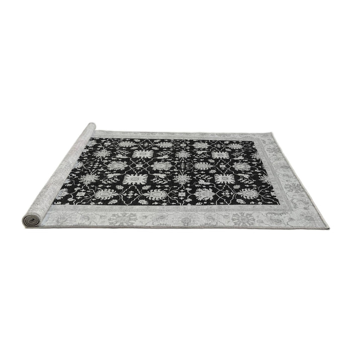 Sideview of Machine Washable Oriental Gray Traditional Rug, wshabs3626gry