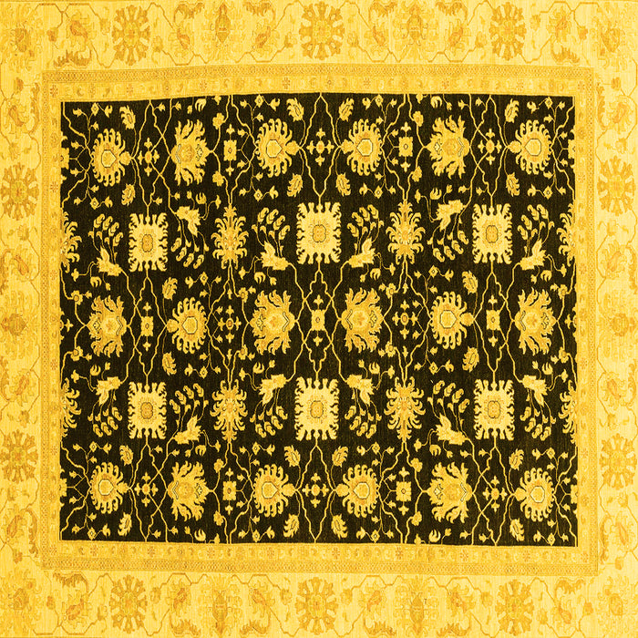Square Machine Washable Oriental Yellow Traditional Rug, wshabs3626yw