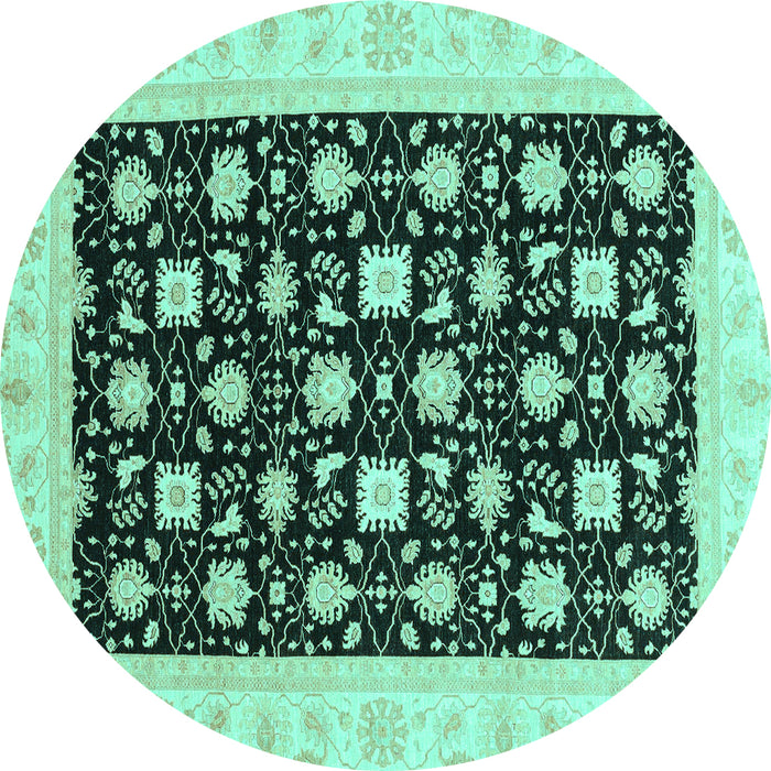 Round Oriental Turquoise Traditional Rug, abs3626turq