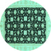 Round Oriental Turquoise Traditional Rug, abs3626turq