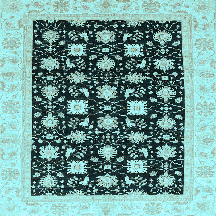 Square Machine Washable Oriental Light Blue Traditional Rug, wshabs3626lblu