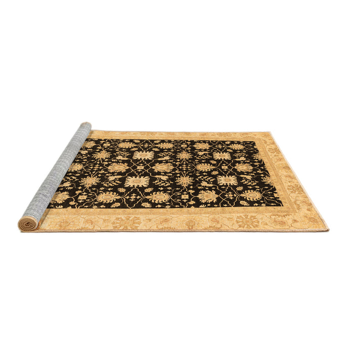 Sideview of Machine Washable Oriental Brown Traditional Rug, wshabs3626brn